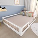 Ver imagem 1 de Cama Infantil Montessoriana Casal com Grades em Pinus Lume Branco