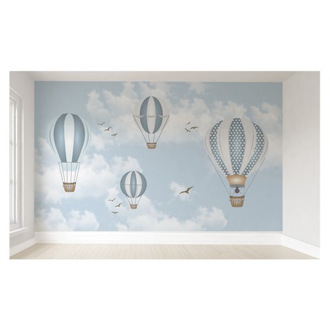 Papel de parede infantil para quarto de bebê balão menino azul PP20b M²