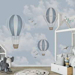 Papel de parede infantil para quarto de bebê balão menino azul PP20b M² - 4