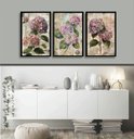 Ver imagem 1 de Kit 3 Quadros Florais - Hortências 24x18cm - com Vidro:moldura Preta
