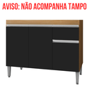 Ver imagem 3 de Balcão Gabinete de Cozinha 3 Portas 100cm Tatiane sem Tampo:amêndoa Preto