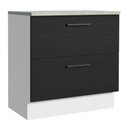 Ver imagem 2 de Balcão Armário de Cozinha 80 cm 2 Gavetas Branco/Preto Agata Madesa