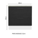 Ver imagem 3 de Balcão Armário de Cozinha 80 cm 2 Gavetas Branco/Preto Agata Madesa
