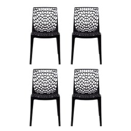 Kit 4 Cadeiras Gruvyer Design Moderno em Polipropileno - Para Sala de Jantar, Área Gourmet, Varanda  - 1