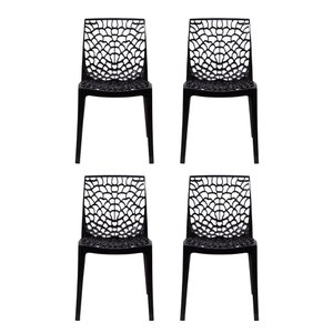 Kit 4 Cadeiras Gruvyer Design Moderno em Polipropileno - Para Sala de Jantar, Área Gourmet, Varanda 