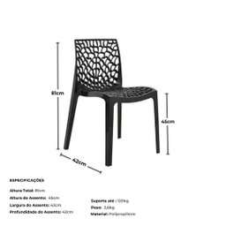 Kit 4 Cadeiras Gruvyer Design Moderno em Polipropileno - Para Sala de Jantar, Área Gourmet, Varanda  - 4