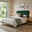 Ver imagem 3 de Cabeceira Carla Casal para Cama Box Madeira Maciça Veludo Verde Click Home