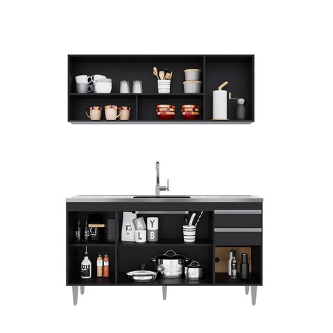Balcão Gabinete para Pia 150cm 4 Portas Ayla - Ssx Multicoisas