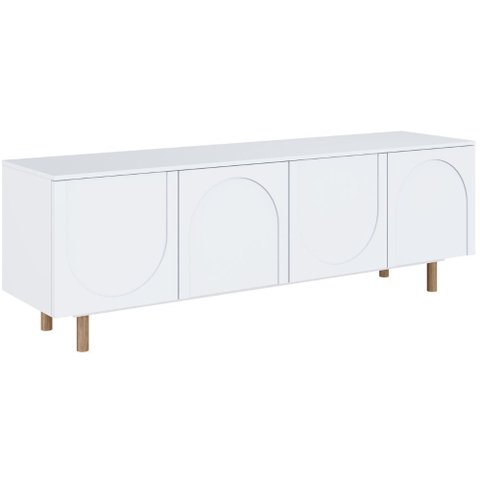 Rack Capela 160cm com Pés de Madeira - Branco