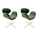 Ver imagem 1 de Conjunto 2 Cadeiras Tulipa Verde Estofada com Braço Base Giratória em Alumínio Poltronas do Sul Gild