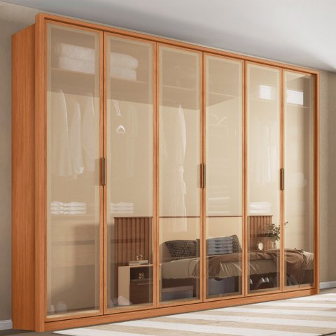 Guarda-Roupa Casal 6 Portas Reflexta 4 Gavetas 100% MDF Freijó New Reflex Marrom