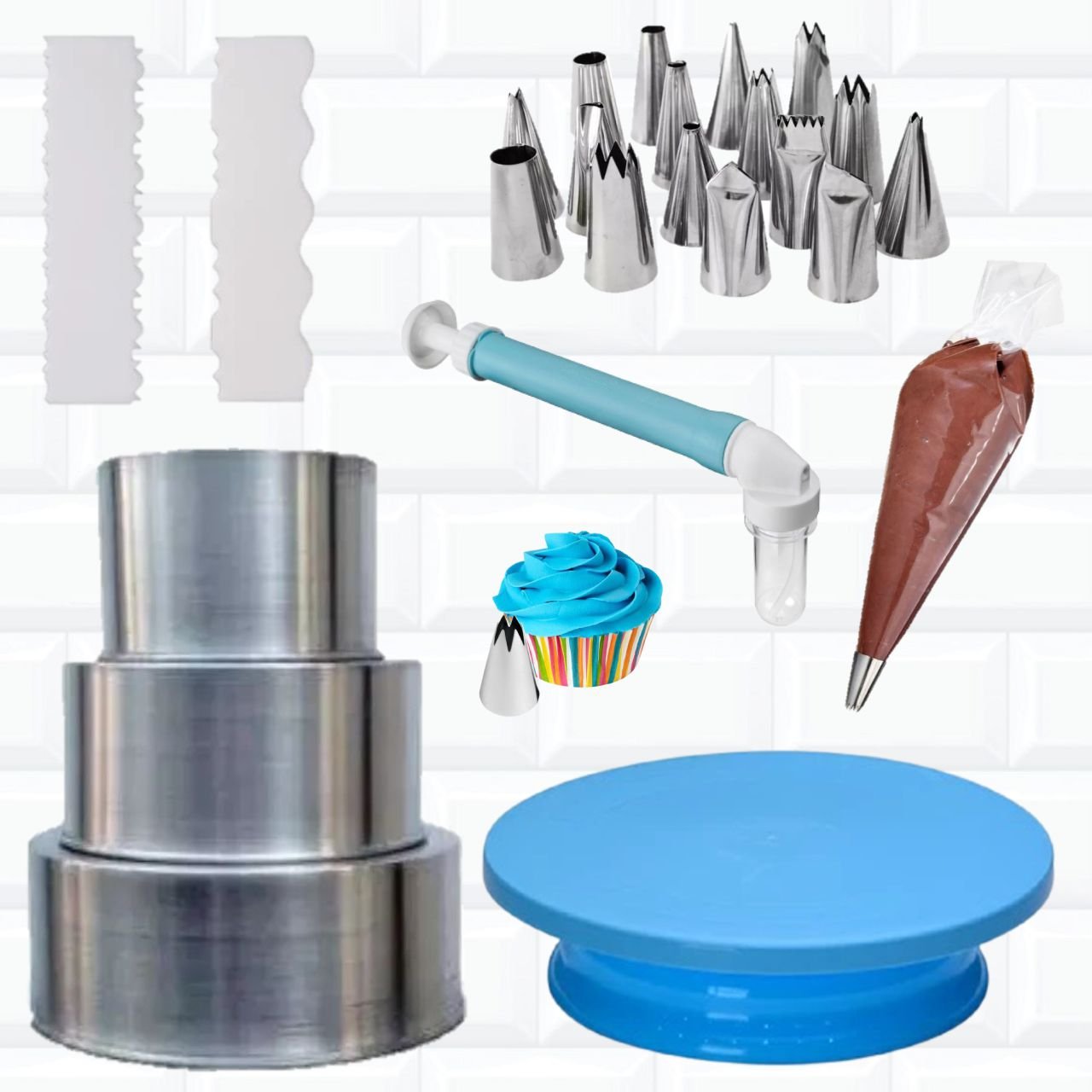 Kit Jogo de Espátulas Lilás Inox 3 Peças Para confeitaria - Shop