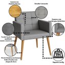 Ver imagem 3 de Kit 2 Cadeiras para Mesa de Jantar Estofada Cozinha Decor Resistente Confortável