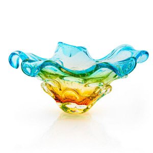 Centro De Mesa Em Cristal Murano Azul E Âmbar São Marcos
