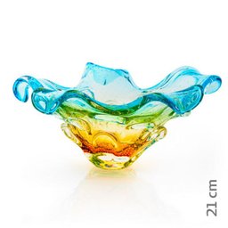 Centro De Mesa Em Cristal Murano Azul E Âmbar São Marcos - 2