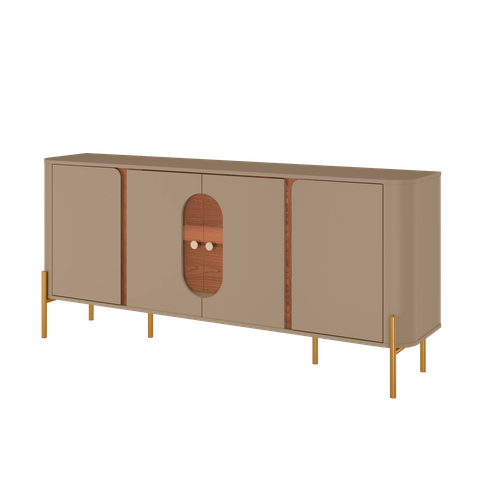 Buffet Tambaú Design Orgânico LED Portas Vidro Refletivo:Fendi/Freijo