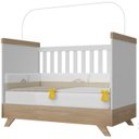 Ver imagem 2 de Roupeiro Maya 4 portas e Berço Cama New Vitória Carvalho/Off White - Móveis Canaã