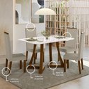 Ver imagem 7 de Sala Jantar Ana 136cm Vidro 4 Cadeiras Linho Claro Livia Off White/Âmbar