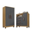 Ver imagem 1 de Armário Multiuso 2 Portas Porto Belo com Cômoda Sapateira Carvalho Grafite Clique Chique