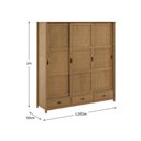Ver imagem 3 de Guarda-Roupa 3 Portas de Correr 100% Madeira Maciça Topázio Marrom/Freijó