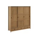 Ver imagem 2 de Guarda-Roupa 3 Portas de Correr 100% Madeira Maciça Topázio Marrom/Freijó