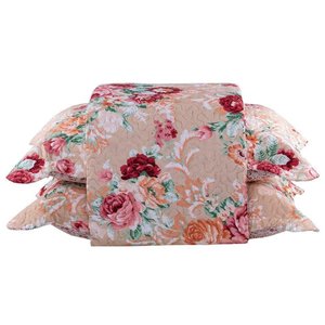 Cobre Leito Cama Queen 03 Peças Dupla Face Estampado Floral