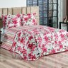 Cobre Leito Cama Queen 03 Peças Dupla Face Estampado Floral - 2