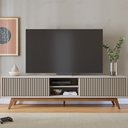 Ver imagem 3 de Rack Bancada Fortaleza para Sala de Tv até 75 Polegadas Off White Matte Colibri