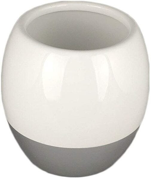 Kit Banheiro Lavabo Acessório Prata Porcelana Branca Saboneteira Porta Sabonete Escova 3Pçs Moderno - 2