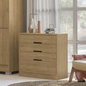 Cômoda 91cm 03 Gavetas e 01 Gavetão S824 Kappesberg - Freijó