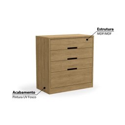 Cômoda 91cm 03 Gavetas e 01 Gavetão S824 Kappesberg - Freijó - 2