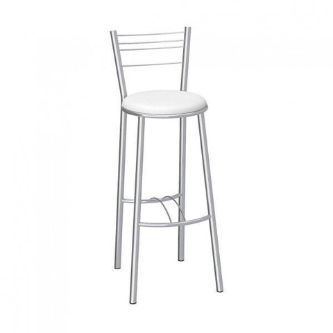 Banqueta Alta Cromada Lille Branco
