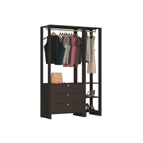 Estante Closet Yes 120cm com 2 Cabideiros e 3 Gavetas - Graf