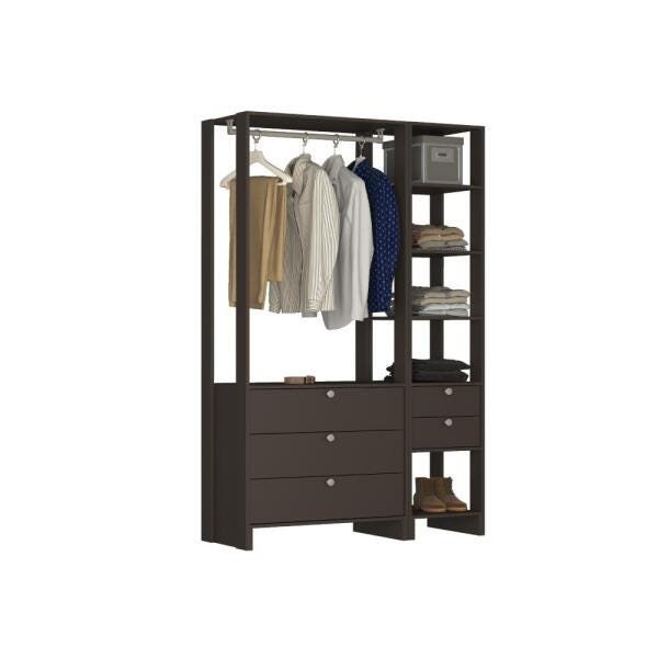 Estante Closet Yes 120cm com 5 Gavetas e 5 Nichos - Grafite - 1