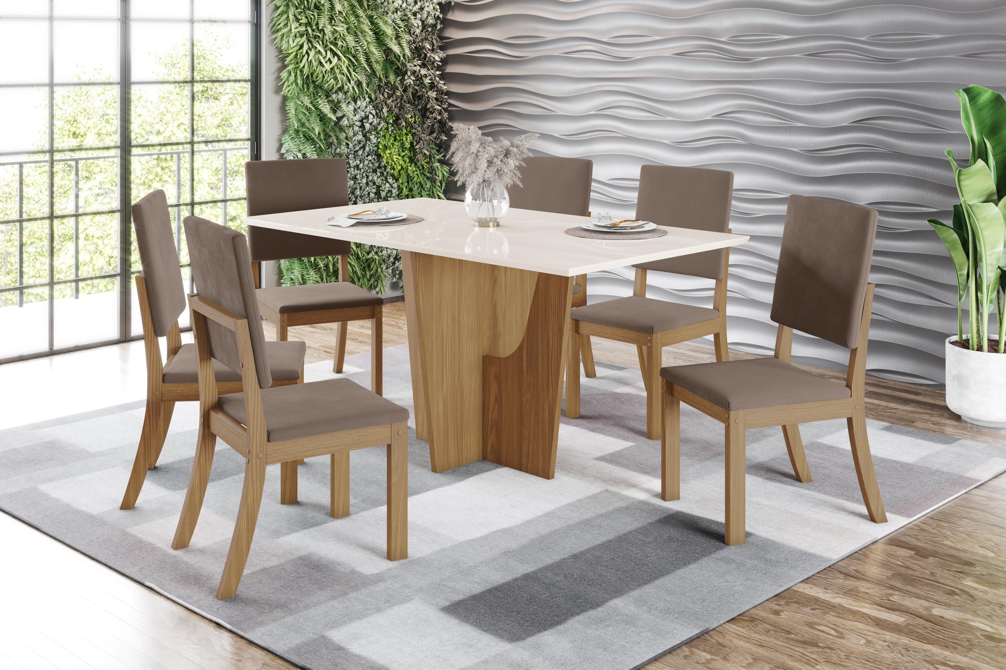 Mesa de Jantar Vertice 160 6 Cad. Milla Amendoa - Henn