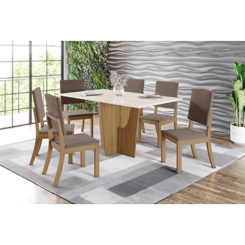Mesa de Jantar Vertice 160 6 Cad. Milla Amendoa - Henn