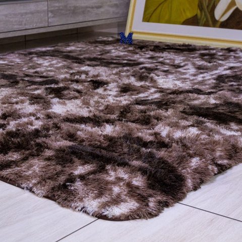 Tapete Felpudo para Sala 2,00x2,40 Marrom Mesclado, Luxo, Peludo, 40Mm