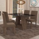 Ver imagem 1 de Conjunto Sala de Jantar Mesa Tampo em Vidro Alana 4 Cadeiras Milena Cimol