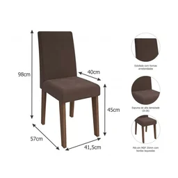 Conjunto Sala de Jantar Mesa Alana Retângular 4 Cadeiras Milena Cimol - 6 Conjunto Sala de Jantar Mesa Alana Retângular 4 Cadeiras Milena Cimol - 6