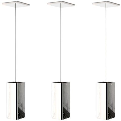 Kit 3 Pendentes Luminária Quadrado Industrial Inox F.elg