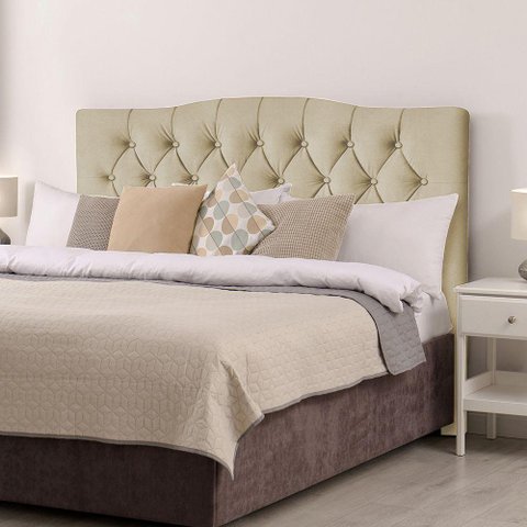 Cabeceira Estofada Lari 160cm Veludo Bege - Cor: Bege