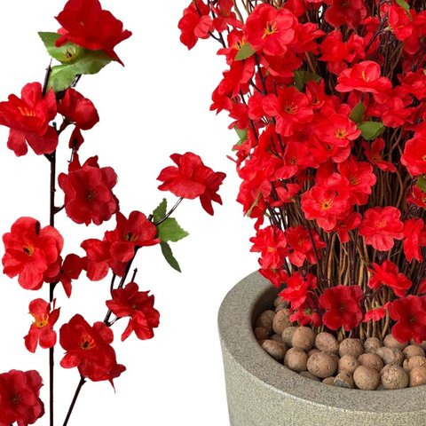 Kit 18 Flores Sakura Vermelha Artificial para Casamento Festa e Ambientes