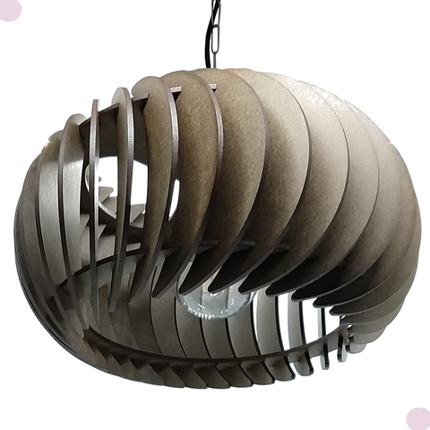 Lustre Luminária Pendente de Madeira Mdf Mod. Sophia Pq Inclinado Tabaco Montado