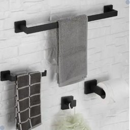 Kit Acessórios para Banheiro Aço Inox Acabamento Quadrado Preto Black Fosco 4 Peças - 13