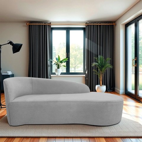 Recamier Curvo Orgânico 160cm 2 Lugares Lado Direito para Sala de Estar em Linho Paris