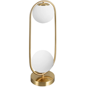 Luminária Mesa Abajur 43x20cm Jabuticaba 2 Globos Metálica Dourada Kjtd-697-gold Gimpo