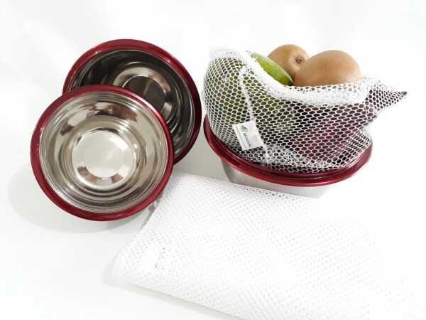 Kit 20 Saquinhos sustentável com jogo de potes em aço inox - 1