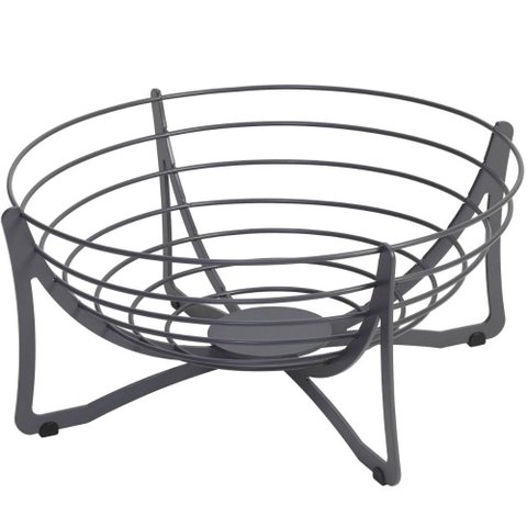 Fruteira de Mesa Preta Aramada Redonda 34,5cm Masutti Hélice Organize Cesta de Frutas Aço Carbono