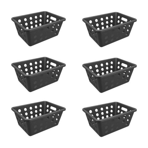 Kit 6 Caixas Organizadoras 18x14x8cm com Alça Cesto Plástico Coza Organizador