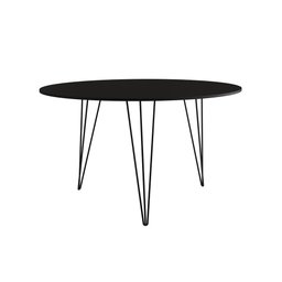 Mesa de Jantar Redonda 90cm Preta Clips 3 Pés com 4 Cadeiras Eames Eiffel Pretas Ferro Preto - 3